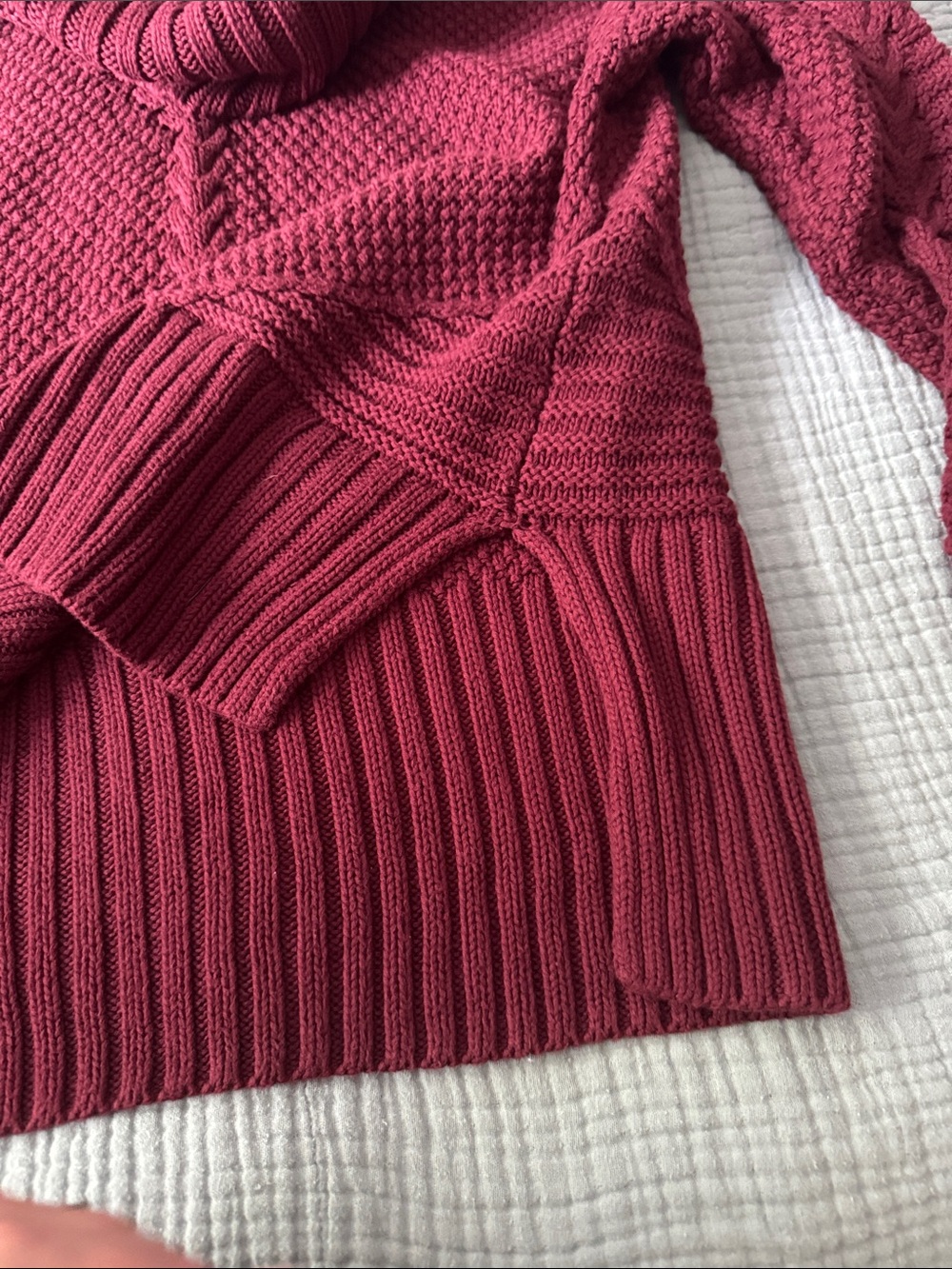 Chunky Cable Ribbed Turtleneck Sweater in Raspberry - Picture 3 of 4